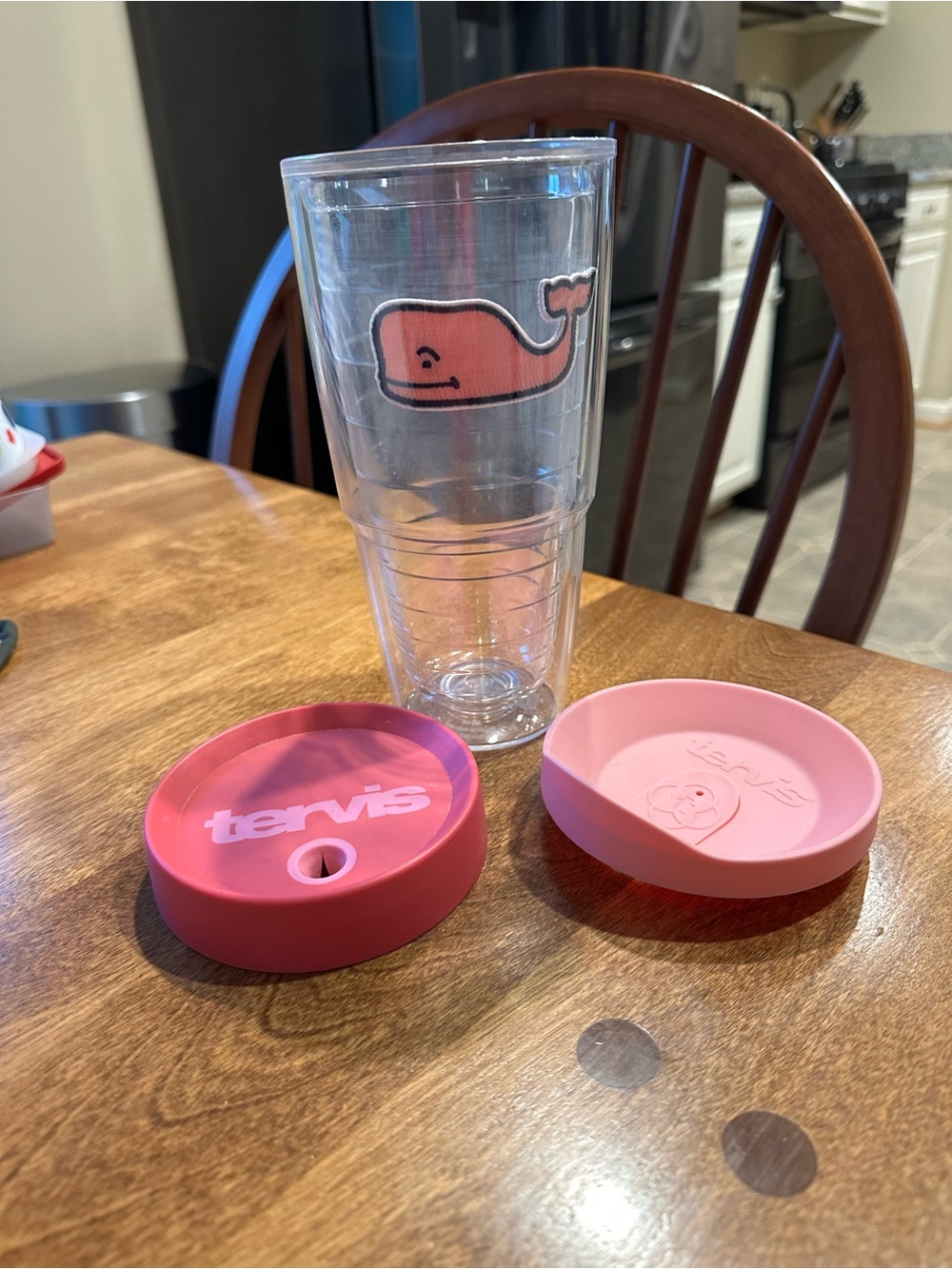 tervis Clear Tumbler with Pink Whale and Pink Lids